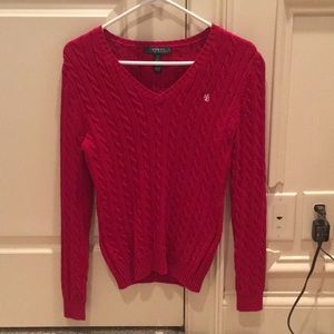 Ralph Lauren Red Cable Knit Sweater